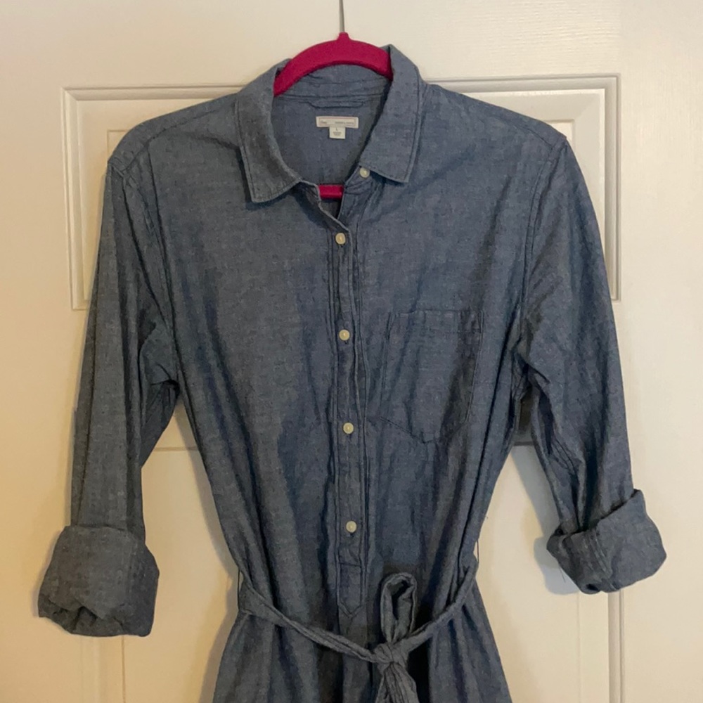 Gap Tie Waist Denim Dress